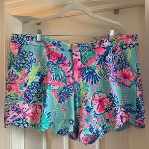 Lilly Pulitzer Knit Buttercup Colorful Floral Print Shorts sz 16